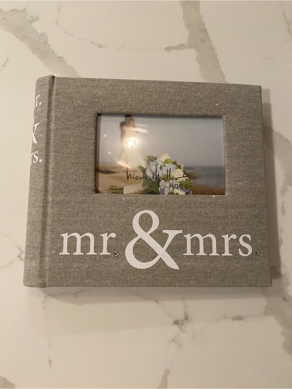 Nicole Miller Mr. & Mrs. Linen Cover Photo Album - Gray